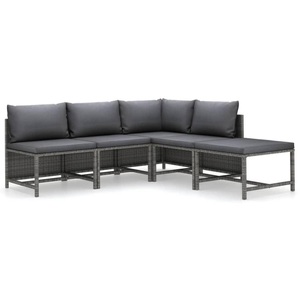 vidaXL, vidaXL 5-tlg. Garten-Lounge-Set mit Kissen Poly Rattan Grau