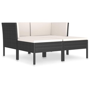 vidaXL, vidaXL 4-tlg. Garten-Lounge-Set mit Auflagen Poly Rattan Schwarz