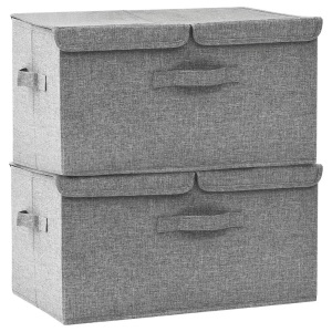 vidaXL, vidaXL Aufbewahrungsboxen 2 Stk. Stoff 50x30x25 cm Grau, vidaXL Aufbewahrungsboxen 2 Stk. Stoff 50x30x25 cm Grau