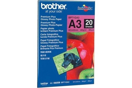 Brother, Brother Bp71Ga3 -, Brother Fotopapier, A3, 260g, BP71GA3, (20 Blatt)
