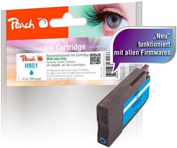 Peach, Peach Tintenpatrone cyan kompatibel zu HP No. 951, CN050AE, Peach HP 951 c Druckerpatrone cy ersetzt HP No. 951 c, CN050A für z.B. HP OfficeJet Pro 8610 e-All-in-One, HP OfficeJet Pro 8600 Plus e-All-in-One