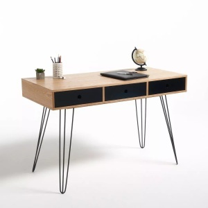 LA REDOUTE INTERIEURS, Schreibtisch ''Biface'', 3 Schubladen, La Redoute Intérieurs - Schreibtisch Biface mit 3 Schubladen, One Size, Schwarz