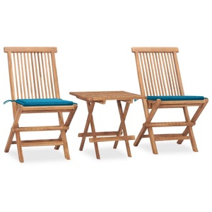 vidaXL, vidaXL 3-tlg. Garten-Essgruppe mit Kissen Klappbar Massivholz Teak, 