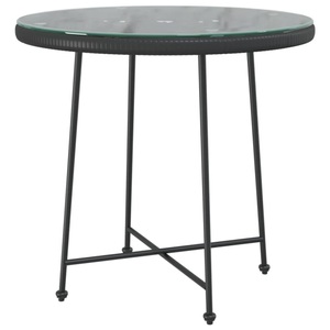 vidaXL, vidaXL Esstisch Schwarz Ø80 cm Hartglas und Stahl