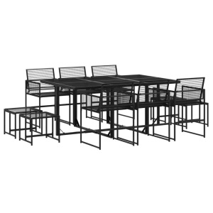 vidaXL, vidaXL 11-tlg. Garten-Essgruppe Schwarz Poly Rattan