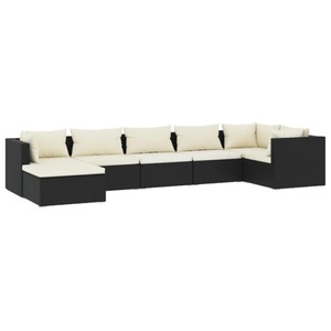 vidaXL, vidaXL 7-tlg. Garten-Lounge-Set mit Kissen Poly Rattan Schwarz
