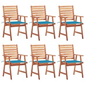 vidaXL, vidaXL Garten-Essstühle 6 Stk. mit Kissen Massivholz Akazie, vidaXL Garten-Essstühle 6 Stk. mit Kissen Massivholz Akazie