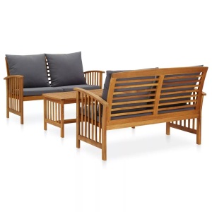 vidaXL, vidaXL 3-tlg. Garten-Lounge-Set mit Auflagen Massivholz Akazie, VidaXL - Garten-lounge-set holz, One Size, Grau