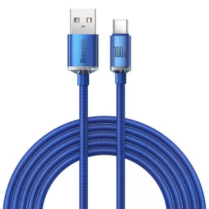 Baseus, Baseus -  Crystal Shine USB-A ? USB-C-Kabel, 100 W, 2 m ? Blau, 2 Meter