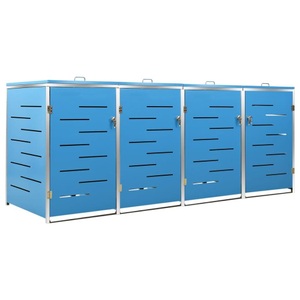vidaXL, vidaXL Mülltonnenbox für 4 Tonnen 276,5x77,5x115,5 cm Edelstahl, vidaXL Mülltonnenbox für 4 Tonnen 276,5x77,5x112,5 cm Edelstahl
