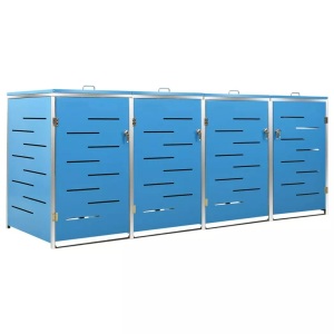 vidaXL, vidaXL Mülltonnenbox für 4 Tonnen 276,5x77,5x115,5 cm Edelstahl, vidaXL Mülltonnenbox für 4 Tonnen 276,5x77,5x112,5 cm Edelstahl