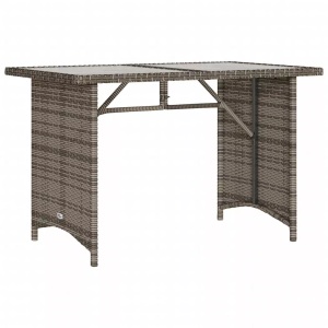 vidaXL, vidaXL Gartentisch mit Glasplatte Grau 110x68x70 cm Poly Rattan, vidaXL Gartentisch mit Glasplatte Grau 110x68x70 cm Poly Rattan