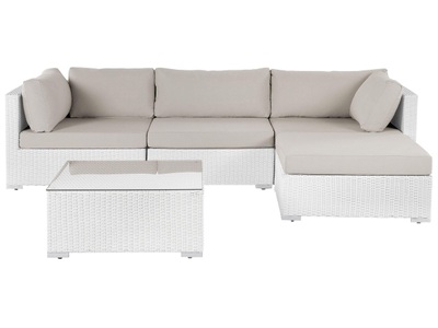 Beliani, Beliani Lounge Set Rattan weiss 4-Sitzer SANO II, 