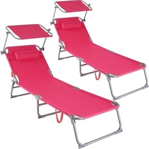 TecTake, 2 Gartenliegen 4-stufig mit Kopfpolster 2 Gartenliegen 4-stufig mit Kopfpolster, 