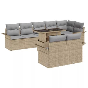 vidaXL, VidaXL - Gartensofa-set poly-rattan, One Size, Beige