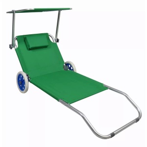 MID.YOU, MID.YOU Gartenliege 165/16/65 cm , Garten- Sonnenliege Rollbar , Metall, Textil , 165x16x65 cm , verstellbares Dach, klappbar, Rückenlehne verstellbar , 000657022204, VCM - Gartenliege Sonnenliege Liegestuhl faltbar klappbar Rollen Strandliege Dach, One Size, Grün