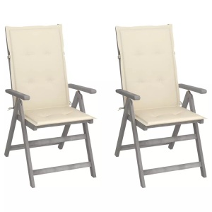 vidaXL, vidaXL Verstellbare Gartenstühle 2 Stk. mit Auflagen Massivholz Akazie, vidaXL Verstellbare Gartenstühle 2 Stk. mit Auflagen Massivholz Akazie