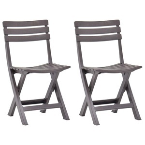 vidaXL, vidaXL Klappbare Gartenstühle 2 Stk. Kunststoff Mokka, vidaXL Klappbare Gartenstühle 2 Stk. Kunststoff Mokka