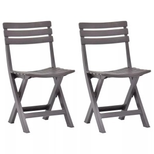 vidaXL, vidaXL Klappbare Gartenstühle 2 Stk. Kunststoff Mokka, vidaXL Klappbare Gartenstühle 2 Stk. Kunststoff Mokka