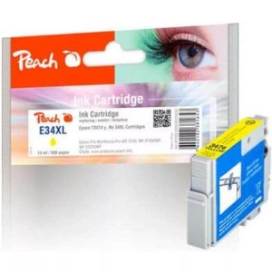Peach, Peach Tintenpatrone XL gelb kompatibel zu Epson No. 34XL, T3474 y, Peach E34 Druckerpatrone XL ye ersetzt Epson T3474, No. 34XL y, C13T34744010 für z.B. Epson WorkForce Pro WF -3700, Epson WorkForce Pro WF -3720