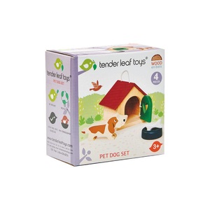tender leaf toys, tender leaf toys tender leaf toys Puppenhaus, Puppenhaus-Zubehör HUND MIT HÜTTE 4-teilig