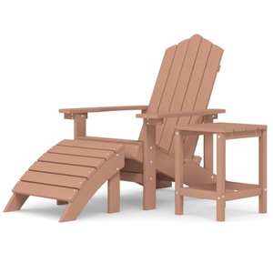 vidaXL, vidaXL Adirondack-Gartenstuhl mit Hocker & Tisch HDPE Braun