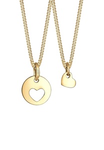 Elli, Elli Halsketten-Set HERZ für Mutter und Kind 925er Sterling Silber vergoldet, Elli - Halskette 2Er Set Herz Anhänger, 45cm, Gold