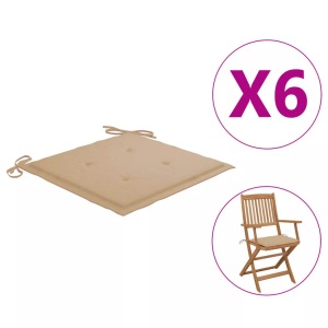 vidaXL, vidaXL Gartenstuhl-Sitzkissen 6 Stk. Beige 40x40x4 cm Stoff, vidaXL Gartenstuhl-Kissen 6 Stk. Beige 40x40x3 cm Oxford-Gewebe