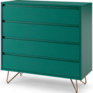 mutoni casual, Kommode matt grün 90x90, SalesFever Kommode, Haarnadelbeine aus Metall mit Messinglegierung
