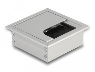 Delock, 66860 Kabel-Organizer Tisch/Bank Cable grommet Silber 1 Stück(e), Delock Einbaurahmen für Tisch mit Bürste 80x80x28mm, Silber