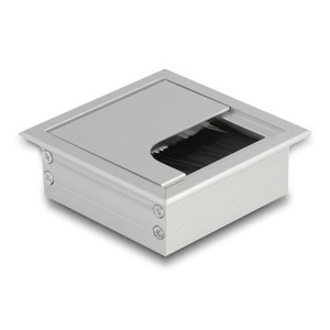 Delock, 66860 Kabel-Organizer Tisch/Bank Cable grommet Silber 1 Stück(e), Delock Einbaurahmen für Tisch mit Bürste 80x80x28mm, Silber