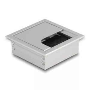 Delock, 66860 Kabel-Organizer Tisch/Bank Cable grommet Silber 1 Stück(e), Delock Einbaurahmen für Tisch mit Bürste 80x80x28mm, Silber