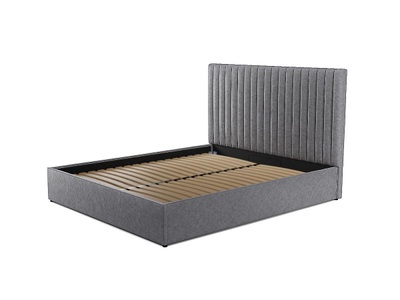 Vente-unique, Bett mit Bettkasten BettKopfteil Stoff SARAH Bett mit Bettkasten BettKopfteil Stoff SARAH, 
