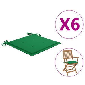 vidaXL, vidaXL Gartenstuhl-Sitzkissen 6 Stk. Grün 40x40x4 cm Stoff, vidaXL Gartenstuhl-Kissen 6 Stk. Grün 40x40x3 cm Oxford-Gewebe