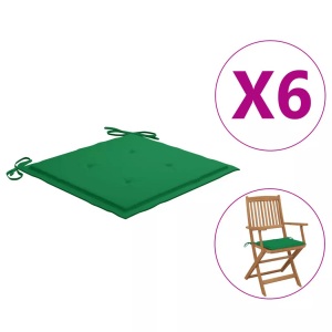 vidaXL, vidaXL Gartenstuhl-Sitzkissen 6 Stk. Grün 40x40x4 cm Stoff, vidaXL Gartenstuhl-Kissen 6 Stk. Grün 40x40x3 cm Oxford-Gewebe