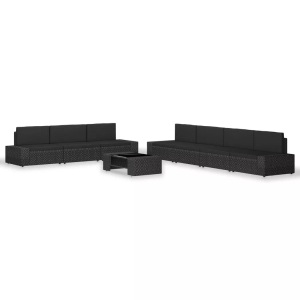 Diverse Hardware, 8-tlg. Garten-Lounge-Set Poly Rattan Schwarz