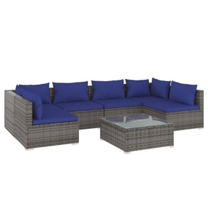 vidaXL, vidaXL 7-tlg. Garten-Lounge-Set mit Kissen Poly Rattan Grau, 