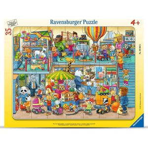 Ravensburger, Kinderpuzzle Tierischer Spielzeugladen, Rahmenpuzzle TIERISCHER SPIELZEUGLADE 35-teilig
