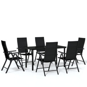 vidaXL, vidaXL 7-tlg. Garten-Essgruppe Schwarz, 