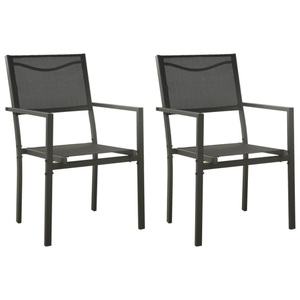vidaXL, vidaXL Gartenstühle 2 Stk. Textilene und Stahl Schwarz und Anthrazit, vidaXL Gartenstühle 2 Stk. Textilene und Stahl Schwarz und Anthrazit