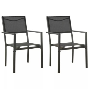 vidaXL, vidaXL Gartenstühle 2 Stk. Textilene und Stahl Schwarz und Anthrazit, vidaXL Gartenstühle 2 Stk. Textilene und Stahl Schwarz und Anthrazit
