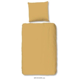 hip, HIP Bettwäsche-Set Uni 135 x 200 cm Ockergelb, hip Bettwäsche »Hip Uni«, 100% Baumwolle, Mako-Satin, 135x200, Unifarben Weiss, Reissverschluss