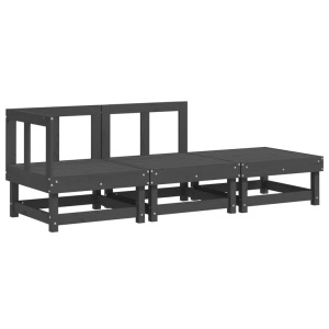 vidaXL, vidaXL 3-tlg. Garten-Lounge-Set Grau Massivholz Kiefer