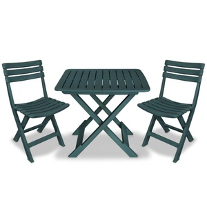 vidaXL, vidaXL 3-tlg. Bistro-Set Klappbar Kunststoff Grün, vidaXL 3-tlg. Bistro-Set Klappbar Kunststoff Grün