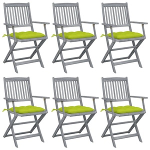 vidaXL, vidaXL Klappbare Gartenstühle 6 Stk. mit Kissen Massivholz Akazie, 