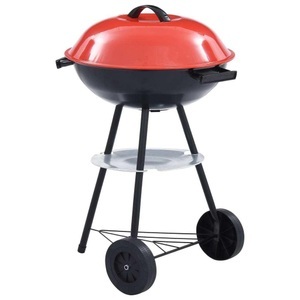 vidaXL, vidaXL Tragbarer XXL-Holzkohle-Kugelgrill mit Rädern 44 cm, vidaXL Tragbarer Holzkohlegrill XXL mit Rädern 44 cm