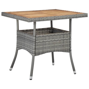 Diverse Hardware, Garten-Esstisch Grau Poly Rattan und Massivholz Akazie