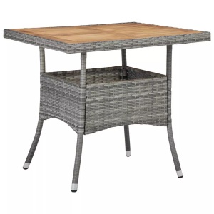 Diverse Hardware, Garten-Esstisch Grau Poly Rattan und Massivholz Akazie
