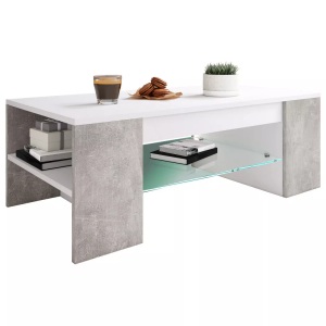 VCM, Holz Couchtisch Tunas Holz Couchtisch Tunas, MID.YOU Couchtisch in holzwerkstoff 100/50/35 cm , Tunas , Grau, Weiss , 50x35 cm , melaminharzbeschichtet,Nachbildung , Stauraum, offenes Fach , 000657023503