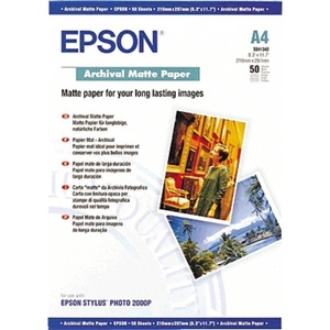 Epson, Epson Archival Matte Paper C13S041342 Fotopapier DIN A4 192 g/m² 50 Blatt Matt, Epson Papier Archival, A4, 192g, matt, C13S041342, (50 Blatt)
